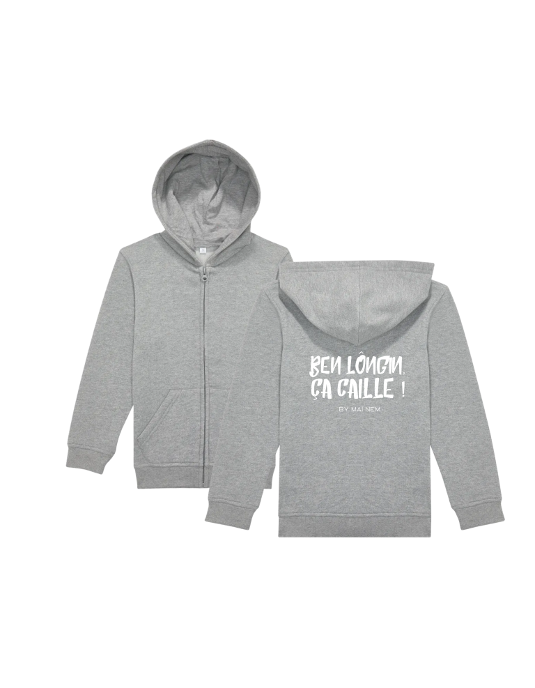 Sweat zip enfant gris chiné