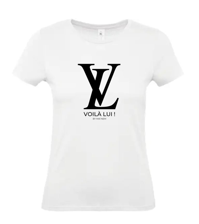 TS FEMME AJUSTÉ - Voilà lui BLANC MAYO KRAFT