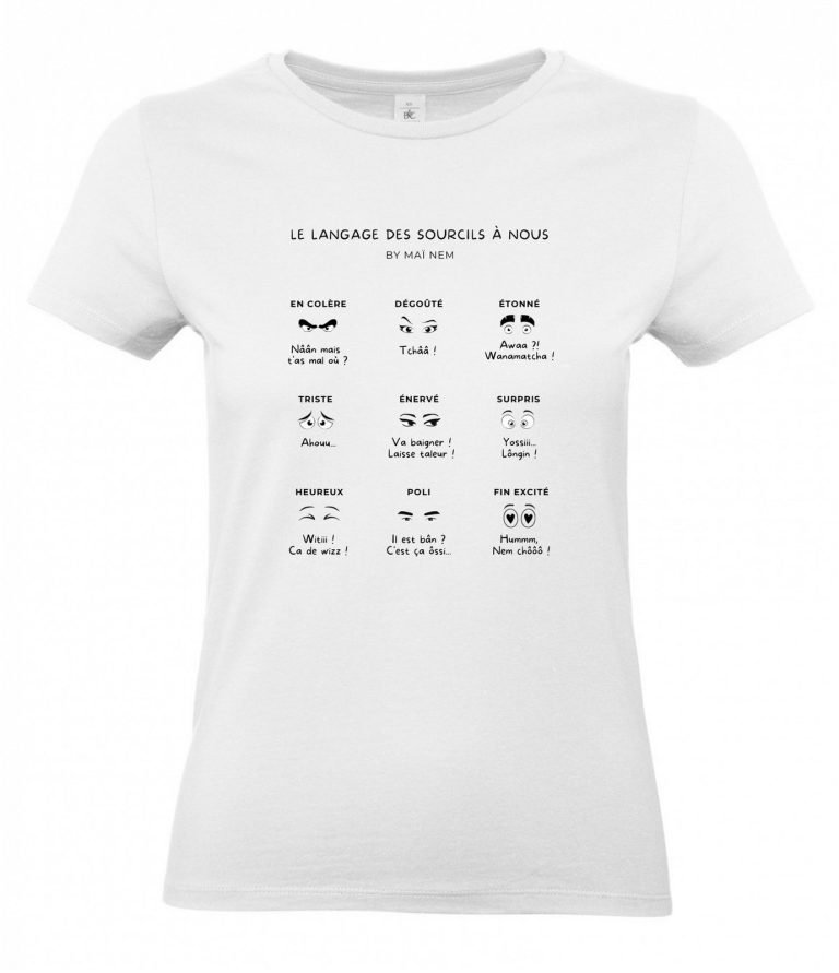 TS Femme ajusté - Le langage des sourcils BLANC MAYO KRAFT